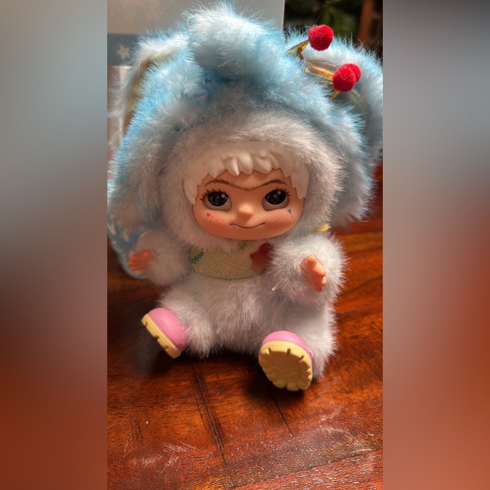 Letsvan Wakuku Ton Ton Blue Starlight Labubu Plush Plushie Strap Keychain New!